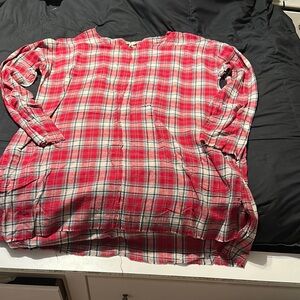 Urban Renewal Red and Cream Plaid Shirt